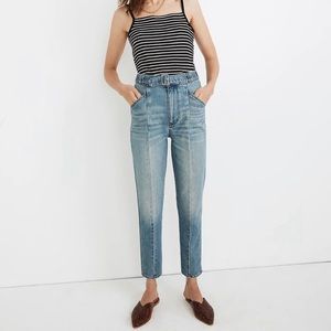 Madewell High-Rise Tapered Jean with Attached Belt, Front Seams Mom Jeans 31